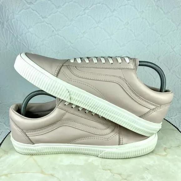 Vans Old Skool Sneakers Women 9.5 Pink Leather Classic Low Top Skate Retro Shoes - Picture 11 of 13